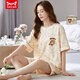 Cat Man (Miiow) Pyjamas für Frauen für Sommer-Shorts Cotton Women Casual Lose zweiköpfige Set für Outdoor Wear G6630 [kurzärmelige Shorts] m [80-100jin [Jin ist 0,5 kg]]