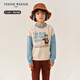 
Teenie Weenie Kids Bear Children's Clothing 25 New Autumn Boys and Girls Casual Print Contrast Sleeve Sweatshirt Pink 140cm