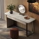 Jiajiahuan 2025 new Italian minimalist master bedroom dressing table with mirror marble bedroom high-end light luxury dressing table 0.8 meter dressing table + stool + mirror / Kari ice jade / gray titanium