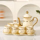 Burnison European high-end water set set light luxury ceramic living room household tea set cup teacup teapot housewarming gift Yellow Swan 1 pot 6 cups 1 lotus leaf plate gift box