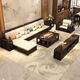 No. 1 Haoting Solid Wood Sofa Living Room New Chinese Furniture Small Apartment Single and Double Triple-Player Storage 2025 New Model 9906# Four+ Expensive+Drawer Coffee Table+TV Cabinet+Single [Storage] Cotton and Line Cloth Cover