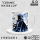 CELEBON Light Encounter Figure Dragon Bone Wizard Initial Garland High Ponytail Ceramic Cup Two-dimensional Cartoon Anime Peripheral Gift DU3897 Rain Mom--White Ceramic Mug + Spoon