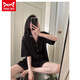 Catman Miiow Ice and Snow Silk Pyjamas for Women the Summer Style Stray Stripes mignon Shorts à manches courtes Suit de la soie de glace Vêtements de maison Summer # YX-3937 L [99-115] Jin [Jin est égal à 0,5 kg]