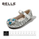 Belle Children's Shoes Girls Crystal Shoes 2025 Autumn New Princess Shoes Children's Fashion Single Shoes Sequined Rhinestone Shoes Silver 30
