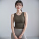 COZOK fixed one-piece sports vest women's shockproof running yoga underwear Pilates training fitness yoga top summer tea brown vest M recommended 95-110