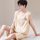 Poresno big children's pajamas 12-15 years old men summer ice silk men men junior high school students summer thin vest pajamas summer style love 9902 sky blue men men L (100-120Jin [Jin equals 0.5 kg]) equal size