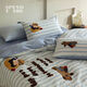 Spend Time Living Children's Cartoon Towel Embroidered Bedding Class A Washed Cotton Bed Sheet Quilt Cover Striped Four-piece Set Baby Puppy 1.5-1.8m Bed Sheet Style Quilt Cover 200X230cm