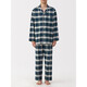 MUJI side seamless flannel pajamas men's home wear winter dark blue plaid 5A L