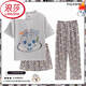浪莎（LangSha）2025年新款睡衣女夏季纯棉短袖ins可爱玉桂狗网红风夏天三件套装 云朵棉-J9901#乐园小狗三件套 M 【建议75-100斤】