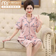 Modal middle-aged mother pajamas for women in summer cotton short-sleeved shorts large-size cardigan suit for middle-aged and elderly thin home clothes n9871 M (80-100Jin [Jin equals 0.5 kg])