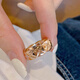 YIBIY small fragrant style coco diamond plaid ring for women 18K rose gold cross
