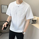 皮尔卡丹（pierre cardin）新中式棉麻短袖t恤男夏季薄款潮流印花烫钻休闲亚麻半袖上衣 绿色9859短袖 M (约90-110斤可穿)