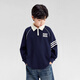 Zuoxi Boys Long Sleeve T-Shirt 2026 New College Style POLO Shirt Children Boys Big Children Base Spring Navy Blue 150