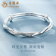 Lao Fengxiang Möbius ring silver bracelet pure silver fashion plain ring bracelet silver bracelet Valentine's Day birthday gift for girlfriend Möbius bracelet 10g 1g