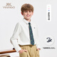 YEEHOO boys' shirts, children's shirts, medium and large children's clothing, pure cotton tops, long-sleeved college style spring clothes, white 165