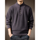 Bofayalo high-end American retro thickened and warm Henry collar men's sweater 2025 spring and autumn new heavyweight fashion gray khaki S_suitable for 90-110Jin Jin equals 0.5 kg