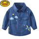 G.duck Boys Denim Shirt Pure Cotton 2026 Spring Children's Lapel Shirt Western Style Korean Baby Jacket Spring and Autumn Clothes Dark Denim Color 100 Suitable for Height 90-100cm Age 3-4 Years Old