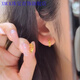 XMCK Old Phoenix 999 Gold Pure Gold Crushed Ice Earrings 2025 Temperament Circle Earrings Light Luxury Niche Ear Hole Earrings