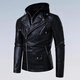 Fang Shaofeng fake two-piece spliced leather jacket men's hooded Harley motorcycle jacket 2025 spring and autumn workwear diagonal zipper pocket leather jacket black XL size 140-155Jin Jin is equal to 0.5 kg