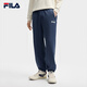 FILA men's and women's couple's trousers 26 spring new casual sweatpants loose sports straight pants New Year's trousers cuffed trousers without velvet dark elegant blue-DB L