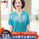 
Yalu 2025 new mother summer knitted T-shirt for women summer short-sleeved suit medium fashionable large-size shirt 9756 blue XL recommended 110-120Jin [Jin equals 0.5 kg]