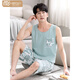 Pajamas de estilo de Victoria para los pantalones cortos de chaleco de verano para hombres Ropa para el hogar para el estilo de hombre sin mangas delgadas para hombres para que los hombres se desaguen M1047 Gray Lan M [sugerido 100-120 Jin [Jin iguala 0.5 kg]]]