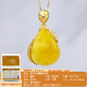 Famous Po Shijia Famous Po Shijia beeswax pendant S925 silver gold-plated pendant with shape necklace Baltic Sea natural amber women's chain