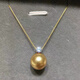 Only double pearl gold bead pendant 18K gold necklace 10-11mm thick gold tea gold perfect round strong light flawless gift AU750 10+K gold temperament pendant