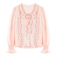 Qiushui Yiren Elegant and versatile lotus leaf V-neck shirt 2025 spring and autumn new style women's classic H-shaped chiffon top pink S