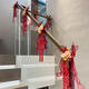 Sanqihu wedding staircase handrail decoration wedding room layout set engagement man indoor wedding supplies collection wedding flower B3892-Big red pearlescent ice silk fabric 4 meters