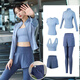 Fluniyou yoga wear women's running sports suit women's five-piece quick-drying breathable shock-proof fitness wear Pilates training clothes grass green five-piece set L recommended weight 100-112 Jin Jin equals 0.5 kg