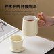 Simple ceramic tea cup, tea water separation cup, personal home office filtered water cup with lid, mug cup, customized wooden handle office cup, beige glaze