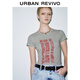 UR2025 Sommer Neue Frauenkleidung Fashion Casual Contrast Printing Slim kurzärmelig T-Shirt UYV450085 Blumengrau S
