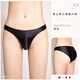 Men's underwear T-string tight half hip-covering soft shiny ice silk translucent sexy low-waist briefs black plus size
