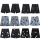 
Chrome heart leather retro cross straight denim summer shorts new loose casual five-point pants trendy brand men and women 9903 black orange 28