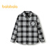 Balabala Boys' Shirt Children's Long Sleeve Autumn Clothes Girls' Plaid Jacket Same Style in the Shopping Mall Comfortable and Versatile Black and White Tone 00491 100