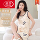 LangSha (LangSha) cuffless chest pad pajamas for women's summer thin 2025 new vest shorts home clothes junior high school student suit FY9856 women (with chest pad) M [75-95Jin [Jin equals 0.5 kg]]