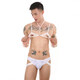 Zailu Men's Underwear Set Lace Hollow Underwear Halter Neck Bra Mini Vest Thong Couple White Bra + Panties S S