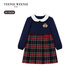 Teenie Weenie Kids 26 years new baby girl patchwork plaid long-sleeved dress navy blue 90cm