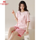 Modal summer pure cotton pajamas ladies 2025 new short-sleeved women's home clothing large-size summer suit can be worn on the outside thin A9855 Orange Bear M [80-100Jin [Jin equals 0.5 kg]]