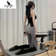 Kangaroo (DAISHU) small yoga clothing suit for women 2025 new high-end and beautiful fitness vest Pilates training clothing top two-piece set black top + moon rock color pants M (98-108Jin Jin equals 0.5 kg)