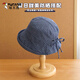 Woodpecker sun hat for women, Japanese plaid fisherman hat, summer thin breathable sunshade hat, sweet bow foldable style, dark blue, one size fits all, 55-59cm adjustable