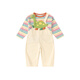 Dudu baby set autumn children's striped T-shirt overalls two-piece set boys long-sleeved tops girls cartoon pants denim blue 90