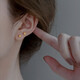 OEMG Old Phoenix Gold Store Model Mini Little Golden Bean 18K Frosted Ear Hole Stud Earrings Feeling Ear Bone Nails Titanium Steel Non-Fading Ears 6mm Little Golden Bean Frosted Earrings