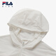 FILA Children's Sun Protection Clothing 2025 Autumn New Loose Hooded Woven Jacket for Girls, Middle and Large Children Cloud Mushroom White-WT 160
