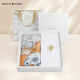 Maria Gucci (MARJA KURKI) Silk Scarf Women's Square Scarf for Lover Small and Medium Silk Square Scarf Mulberry Silk Gift Box for Mom Qingmeng Galaxy Orange Silk Scarf Button Set Box