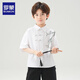 Luo Meng Children's New Chinese Style Bamboo Short Sleeve Shirt Summer Boys National Style Shirt Boys Middle and Large Children Ancient Style Versatile White Short Sleeve New Chinese Style 100% Cotton 150 cm Recommended Weight 70-92Jin Jin is equal to 0.5 kg