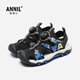 Annai children's shoes boys' sandals summer anti-collision Baotou sports sandals hollow mesh children's beach shoes 6356 dark blue 34