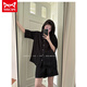 Catman Miiow Ice and Snow Silk Pyjamas for Women the Summer Style Stray Stripes mignon Shorts à manches courtes Suit de la soie de glace Vêtements de maison Summer # YX-3937 L [99-115] Jin [Jin est égal à 0,5 kg]