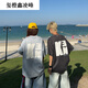 玺橙126KID 美式复古字母贴布刺绣短袖T恤男女夏季国情侣上衣tee玺橙 深灰色 #2691 M